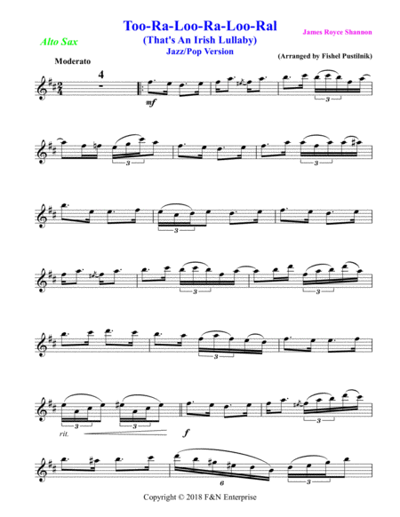 Too Ra Loo Ra Loo Ral For Alto Sax With Background Jazz Pop Version Page 2