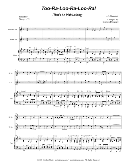 Too Ra Loo Ra Loo Ral Thats An Irish Lullaby Duet For Soprano Tenor Saxophone Page 2