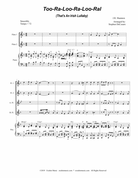 Too Ra Loo Ra Loo Ral Thats An Irish Lullaby For Flute Choir And Piano Page 2