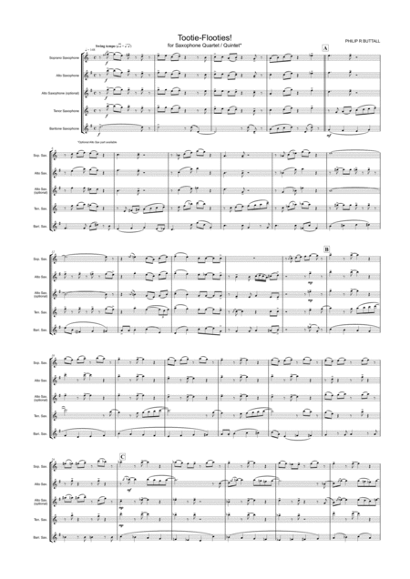 Tootie Flooties Saxophone Quartet Quintet Score Page 2