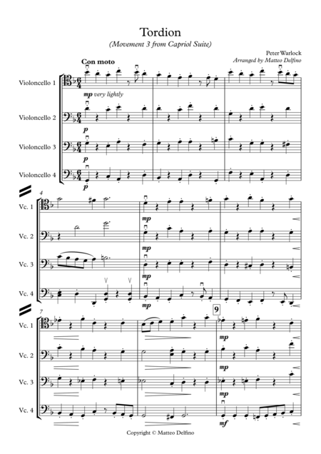 Tordion Movement 3 From Capriol Suite Cello Quartet Page 2