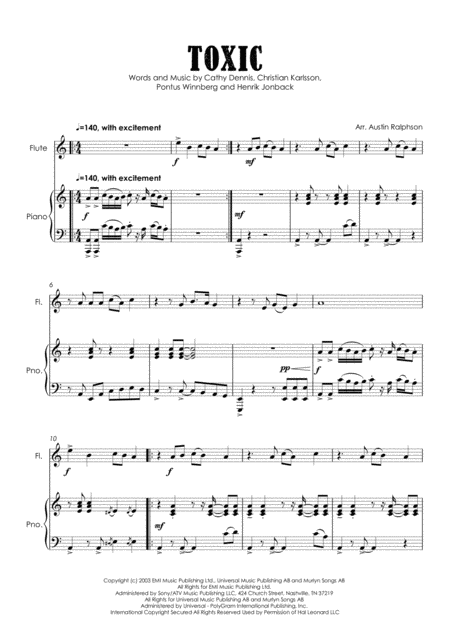Toxic Flute And Piano Intermediate Level Page 2