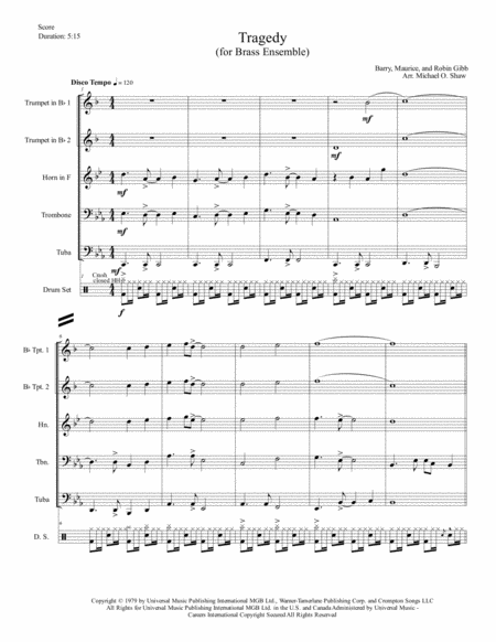 Tragedy By The Bee Gees For Brass Quintet Ensemble Page 2