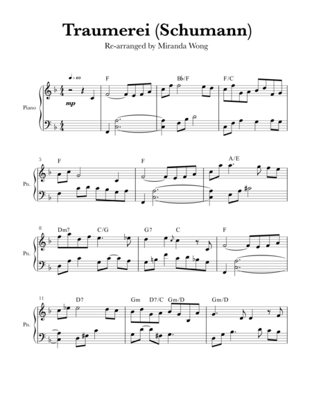 Traumerei By Schumann Easy Piano Solo Page 2