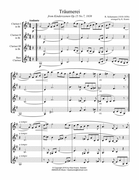 Traumerei Dreaming For Clarinet Quartet Page 2