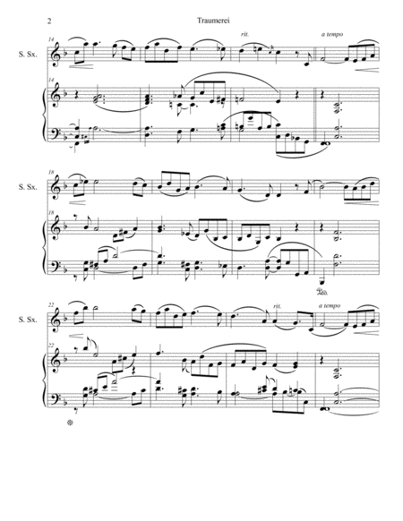 Traumerei From Kinderszenen Opus 15 For Soprano Saxophone And Keyboard Page 2