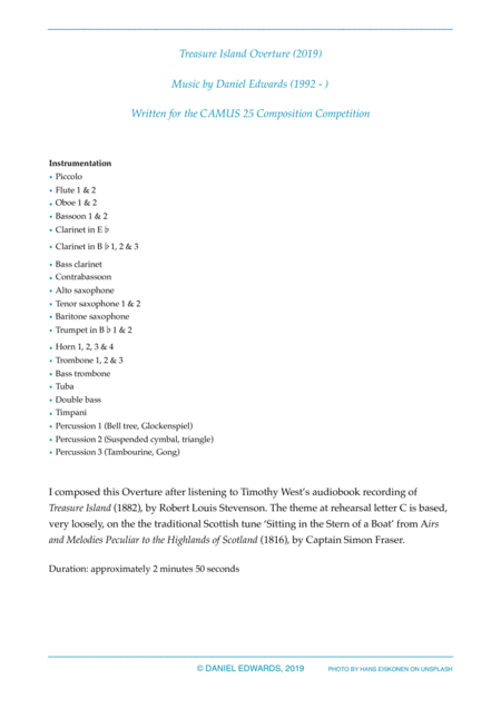Treasure Island Overture Original Composition For Concert Band By Daniel Edwards Page 2