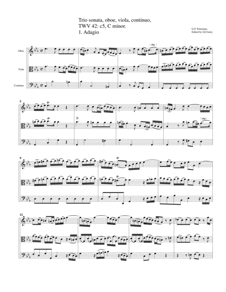 Trio Sonata Oboe Viola Continuo Twv 42 C5 C Minor Original Version Page 2