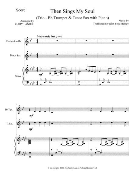 Trios For 3 Great Hymns Bb Trumpet Tenor Sax With Piano And Parts Page 2