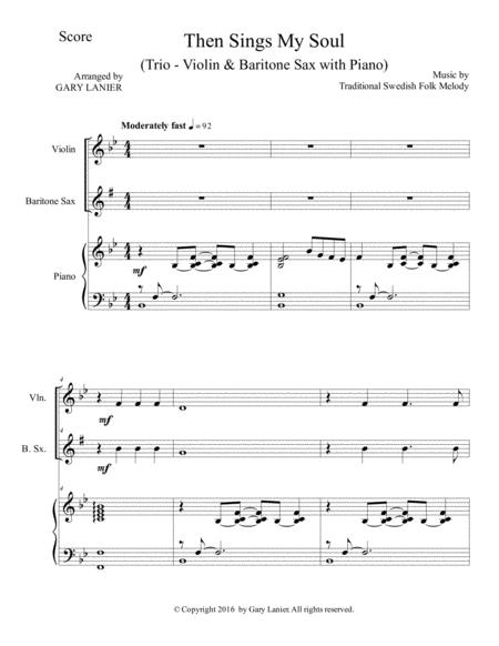 Trios For 3 Great Hymns Violin Baritone Sax With Piano And Parts Page 2