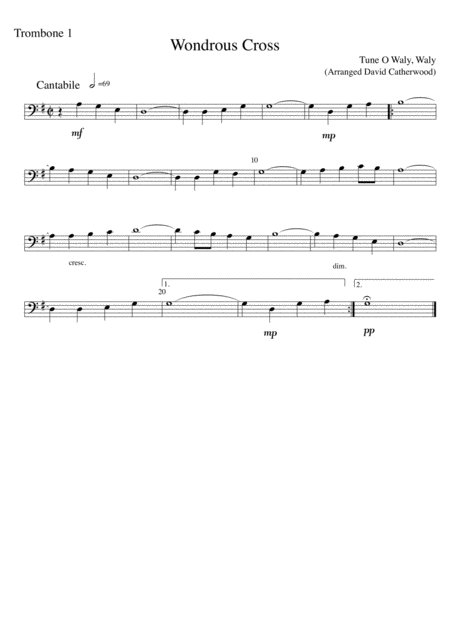 Trombone Trio Wondrous Cross Tune O Waly Waly Arranged By David Catherwood Page 2