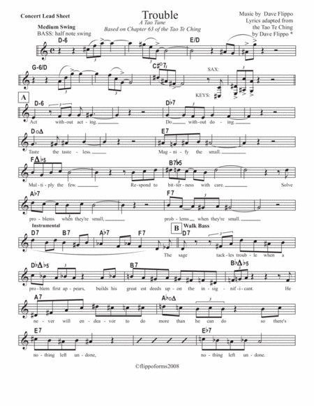 Trouble A Tao Tune Lead Sheets In C Bb And Eb Page 2
