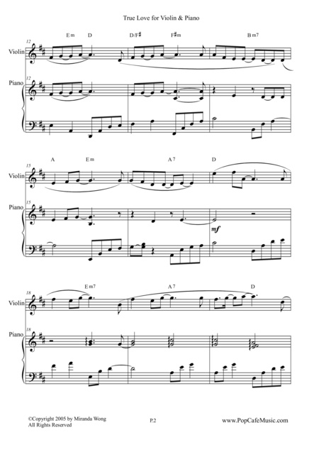 True Love Wedding Music For Violin Piano Page 2