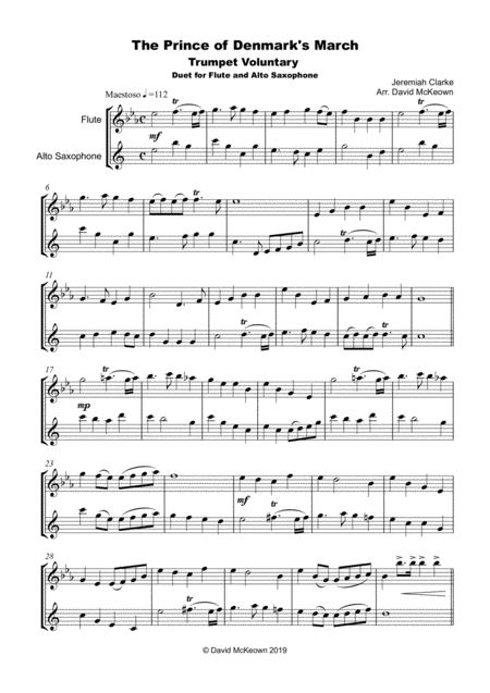 Trumpet Voluntary Prince Of Denmarks March Duet For Flute And Alto Saxophone Page 2