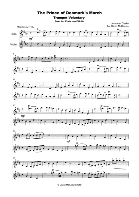 Trumpet Voluntary Prince Of Denmarks March Duet For Flute And Violin Page 2