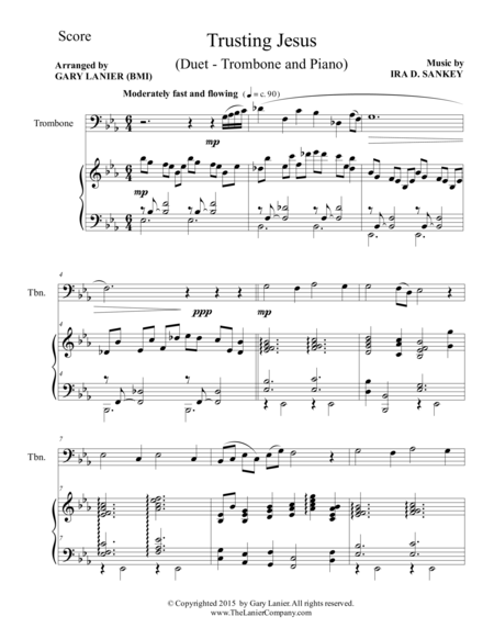 Trusting Jesus Duet Trombone And Piano Score And Parts Page 2