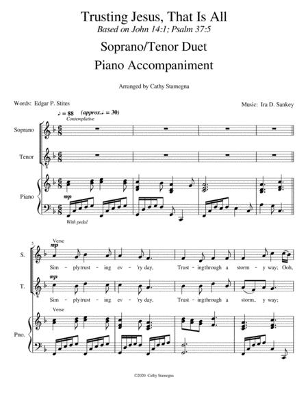 Trusting Jesus That Is All Soprano Tenor Duet Piano Accompaniment Page 2