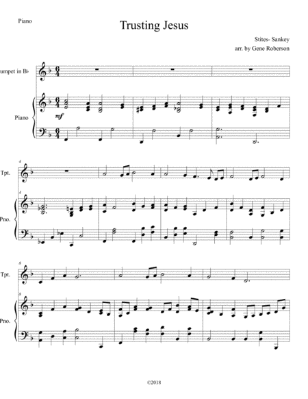 Trusting Jesus Trumpet Solo In Bb Page 2