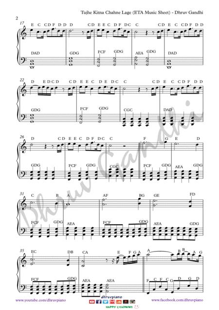 Tujhe Kitna Chahne Lage Piano Arrangement Easy To Advanced Page 2