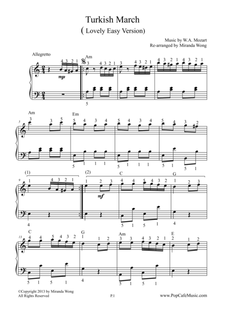 Turkish March Mozart Lovely Easy Version Page 2