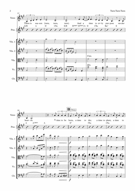 Turn Turn Turn To Everything There Is A Season Female Vocal With String Quintet Or Orchestra Key Of A Page 2