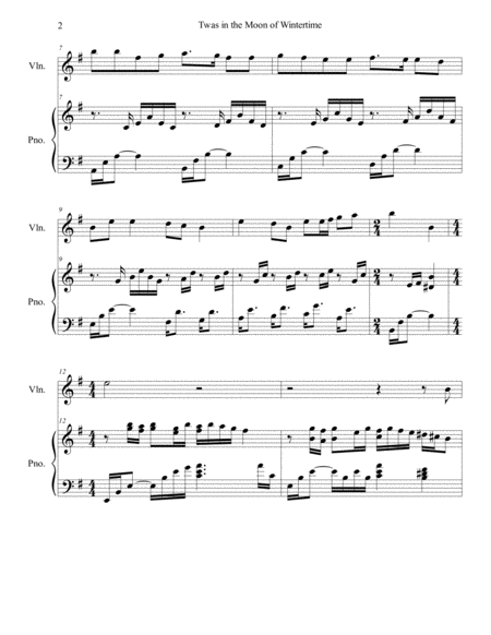 Twas In The Moon Of Wintertime The Huron Carol Violin Piano Arr Brenda Portman Page 2