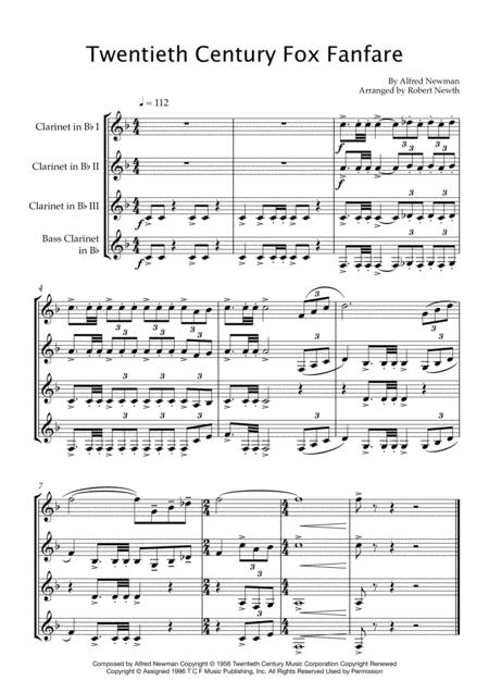 Twentieth Century Fox Fanfare For Clarinet Quartet Page 2