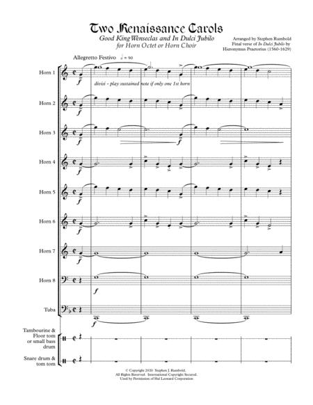 Two Renaissance Carols For Horn Octet Or Horn Choir Tuba And Optional Percussion Page 2