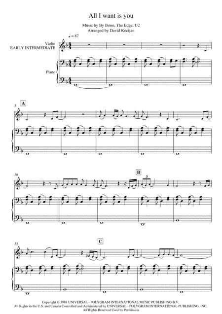 U2 All I Want Is You Piano Guitar Violin Early Intermediate Page 2