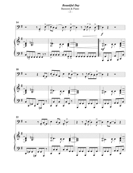 U2 Beautiful Day For Bassoon Piano Page 2