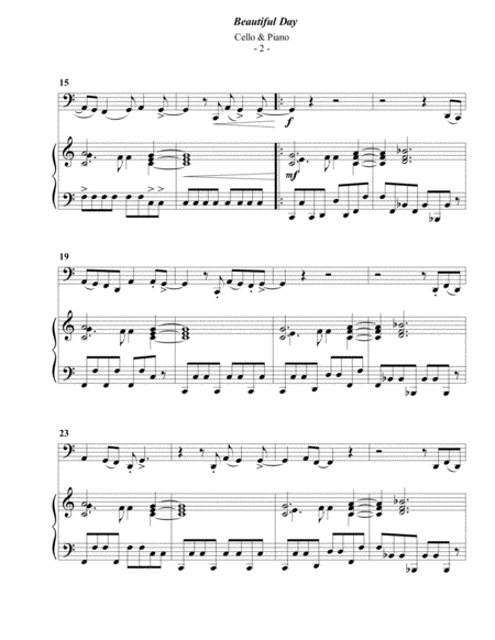 U2 Beautiful Day For Cello Piano Page 2