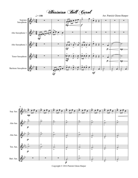 Ukrainian Bell Carol For Saxophone Ensemble Page 2