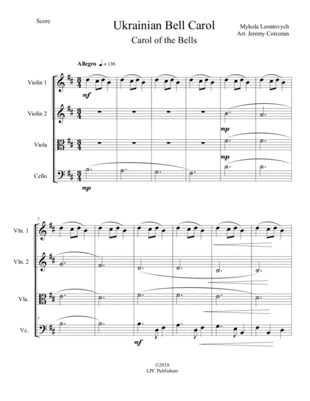 Ukrainian Bell Carol For String Quartet Page 2