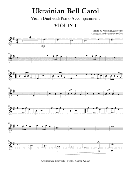 Ukrainian Bell Carol Violin Duet With Piano Accompaniment Page 2