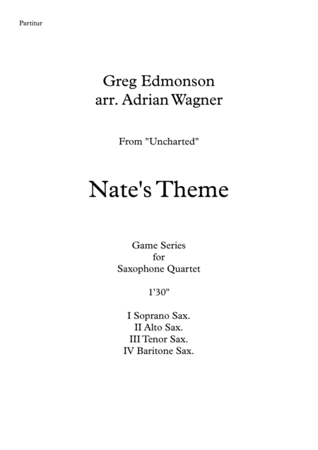 Uncharted Nates Theme Greg Edmonson Saxophone Quartet Satb Arr Adrian Wagner Page 2