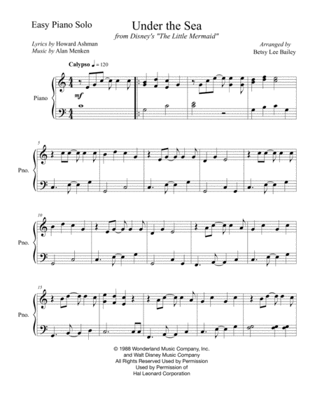 Under The Sea Easy Piano Solo Page 2