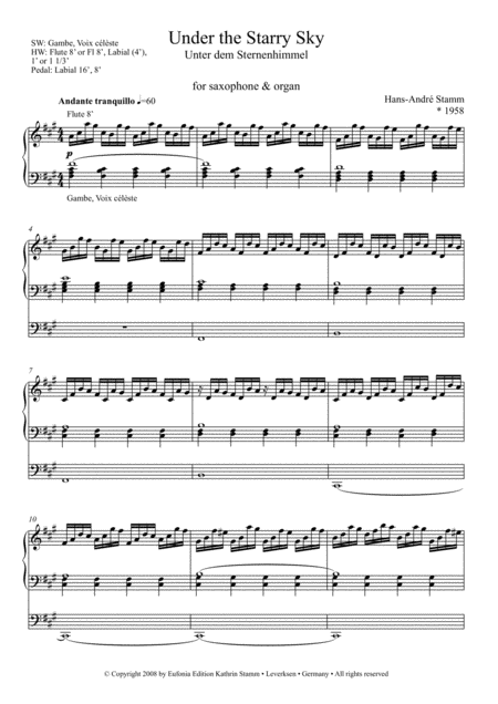 Under The Starry Sky For Saxophone Organ Page 2