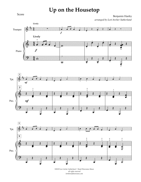 Up On The Housetop For Easy Trumpet Piano Page 2