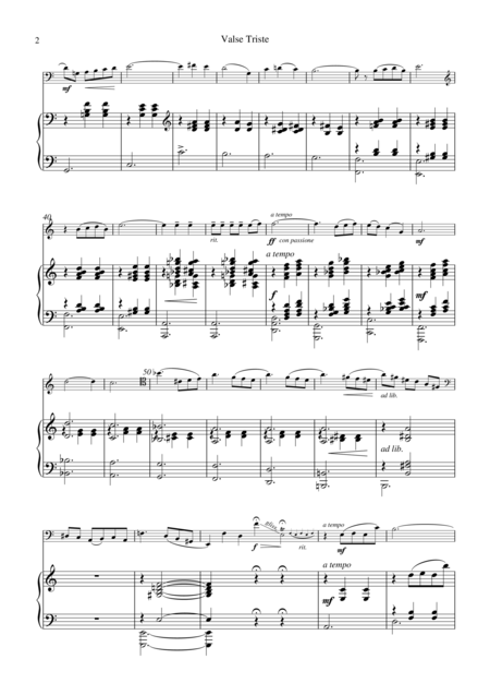 Valse Trist For Cello And Piano Page 2