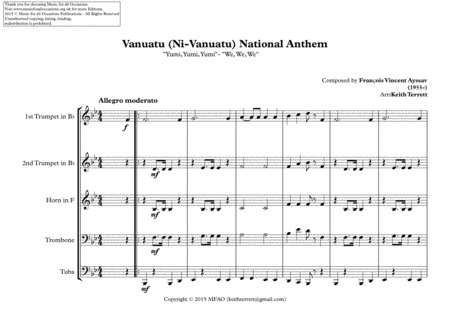 Vanuatu Ni Vanuatu National Anthem Yumi Yumi Yumi We We We For Brass Quintet Page 2