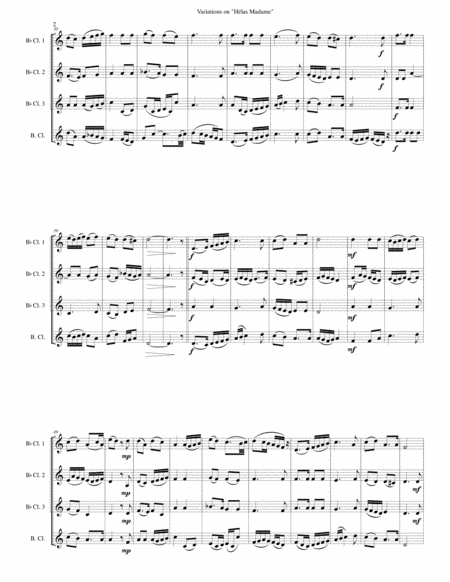 Variations For Clarinet Quartet On Hlas Madame Attributed To Henry Viii Page 2