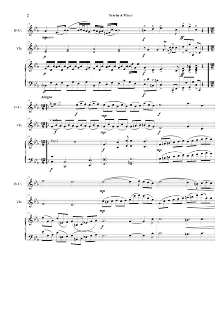 Variations On A Theme Of Beethoven String Quartet For Vl Cl Pfte Page 2