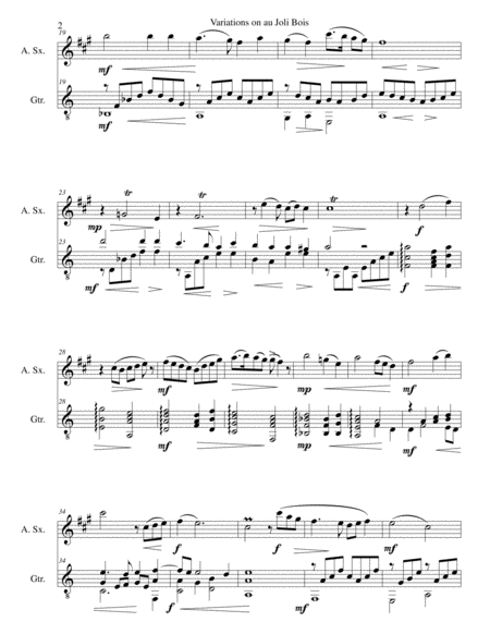 Variations On Au Joli Bois For Alto Saxophone And Guitar Page 2