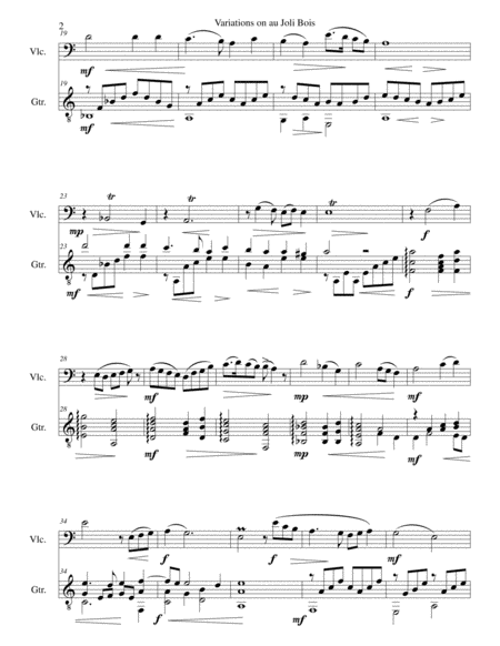 Variations On Au Joli Bois For Cello And Guitar Page 2