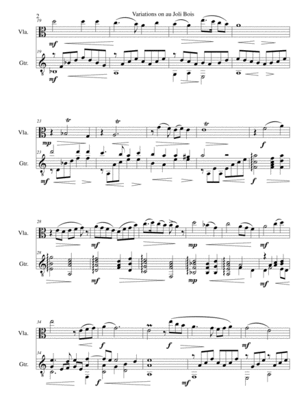 Variations On Au Joli Bois For Viola And Guitar Page 2