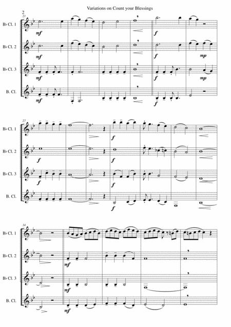 Variations On Count Your Blessings For Clarinet Quartet Page 2