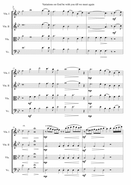 Variations On God Be With You Till We Meet Again For String Quartet Page 2