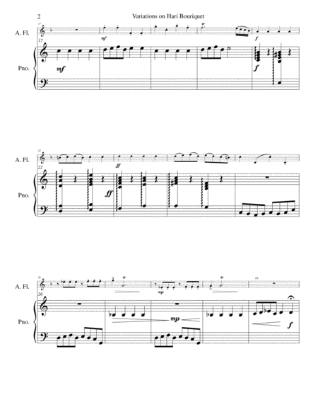 Variations On Hari Bouriquet For Alto Flute And Piano Page 2