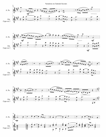 Variations On J Attends Secours For Alto Saxophone And Guitar Page 2