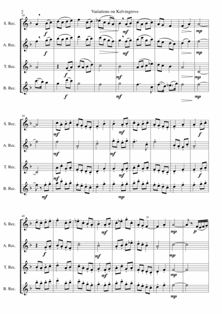 Variations On Kelvingrove Also Known As The Summons Or Will You Come And Follow Me For Recorder Quartet Page 2